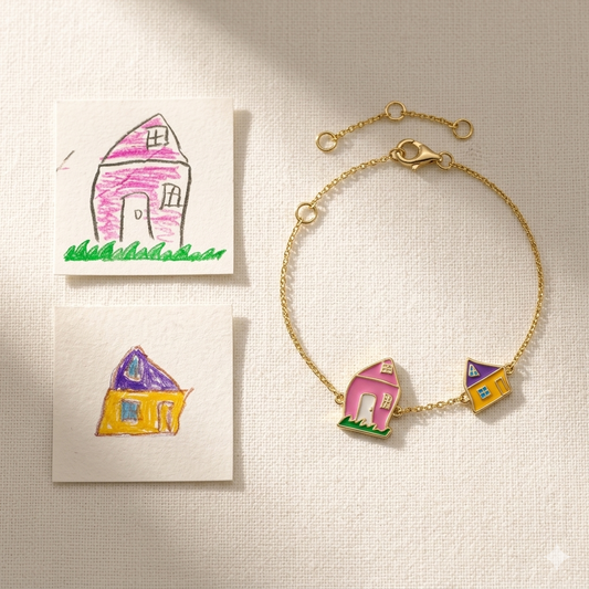 Custom Child Art Gold Bracelet — Little Legends